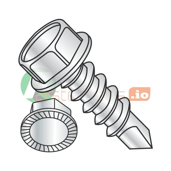Newport Fasteners Self-Drilling Screw, #10 x 3/4 in, Zinc Plated Steel Hex Head Hex Drive, 5000 PK 934368 - main